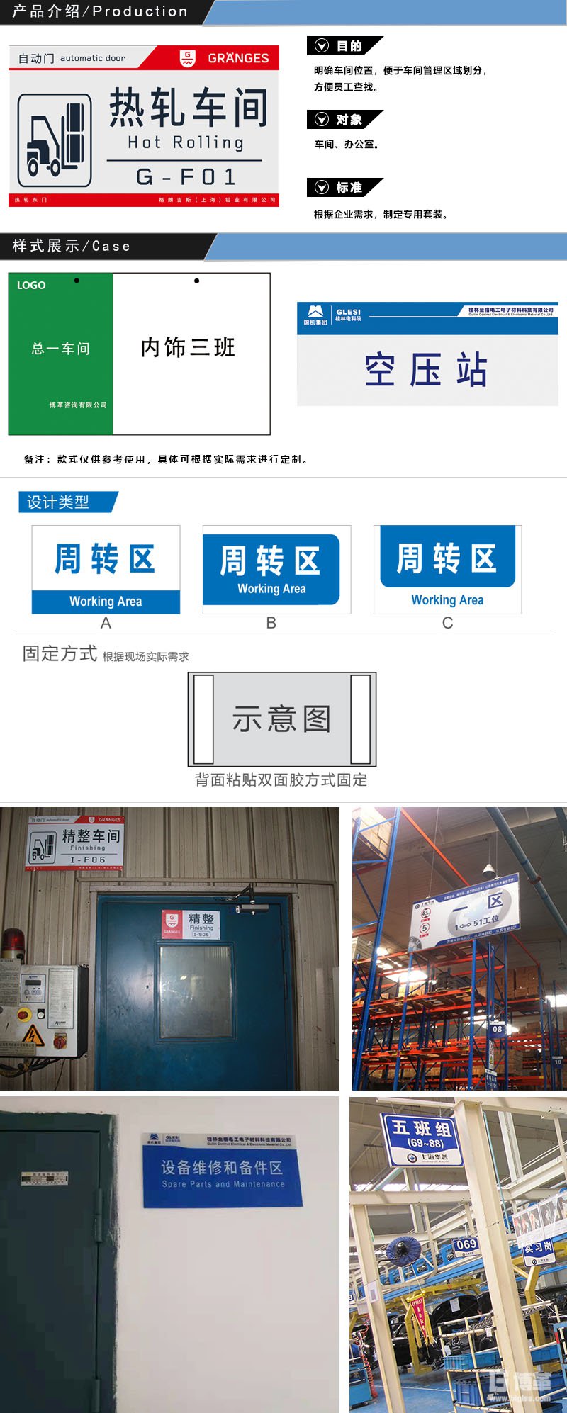 車間區域標識牌、門牌